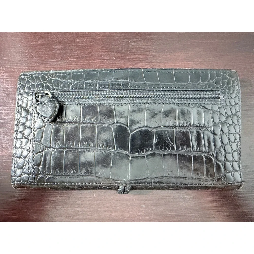 Brighton Brazilian Bree Woven Leather Wallet‎ Bifold Heart Charm